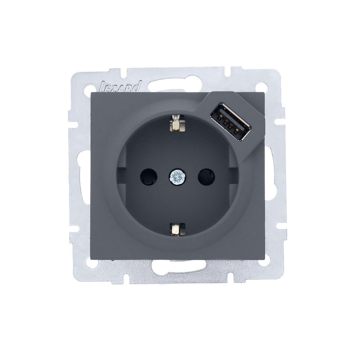 Розетка VESNA 742 3488 181 с/з с USB  графит (механизм)