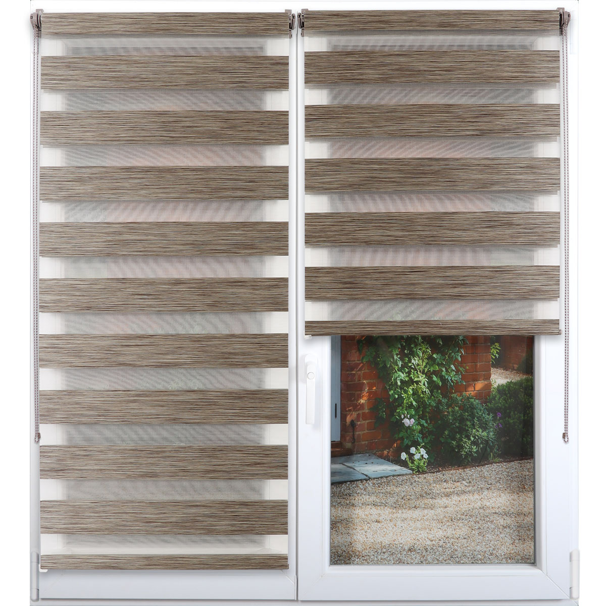 Штора рулонная день-ночь 75х180 см печатный коричневый 352575180906