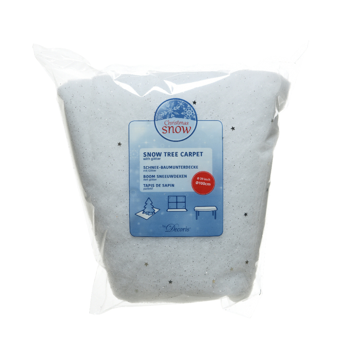 Коврик под елку Kaemingk 100х1 см белый со звездами полиэстер 470213