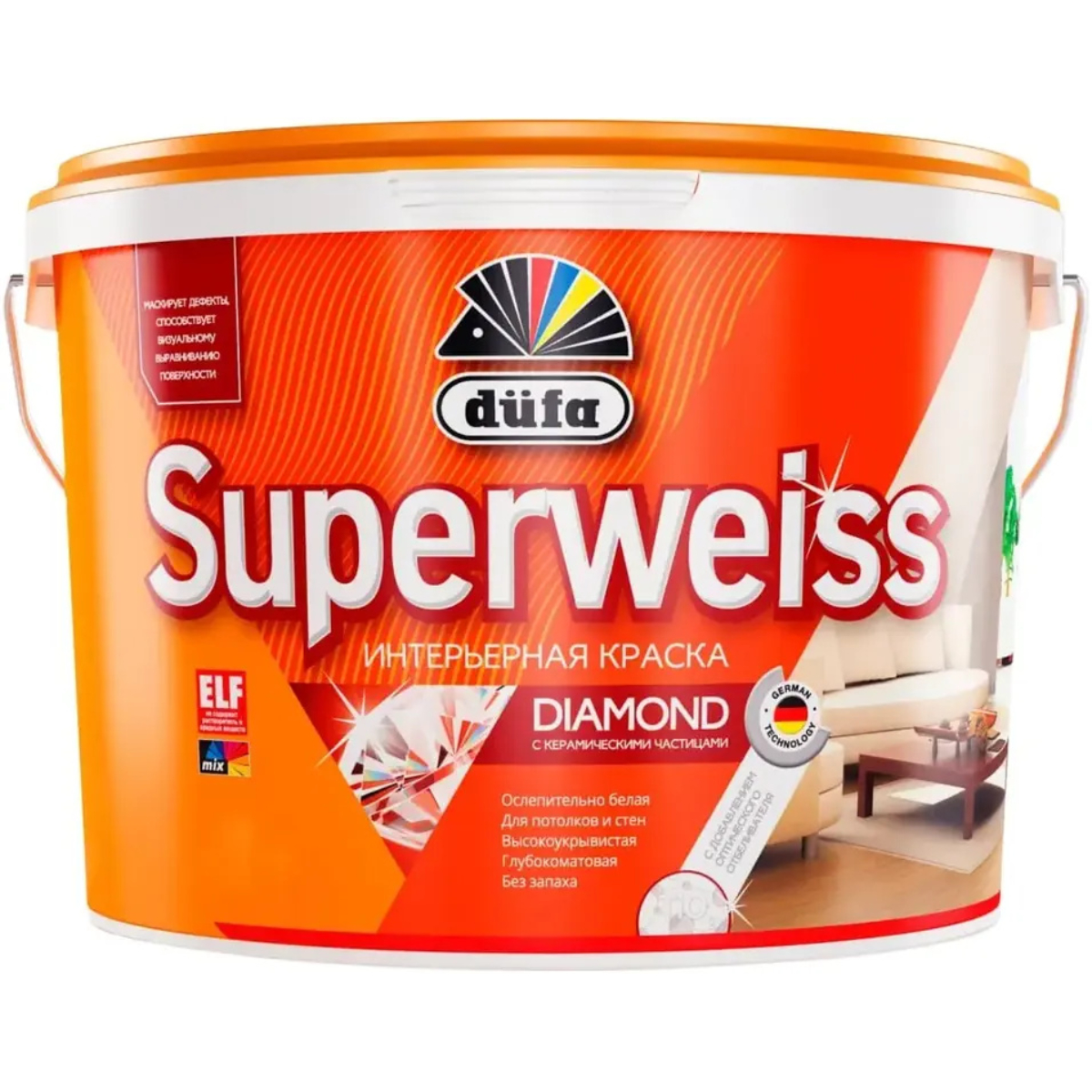 Краска водоэмульсионная "Dufa" SUPERWEISS RD4  9л Краска водоэмульсионная "Dufa" SUPERWEISS RD4  9л