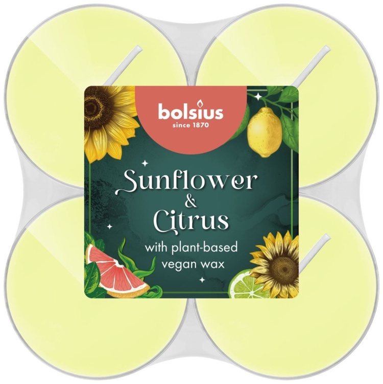 Набор свечей в гильзах Bolsius 8 шт 6 см Sunflower & Citrus