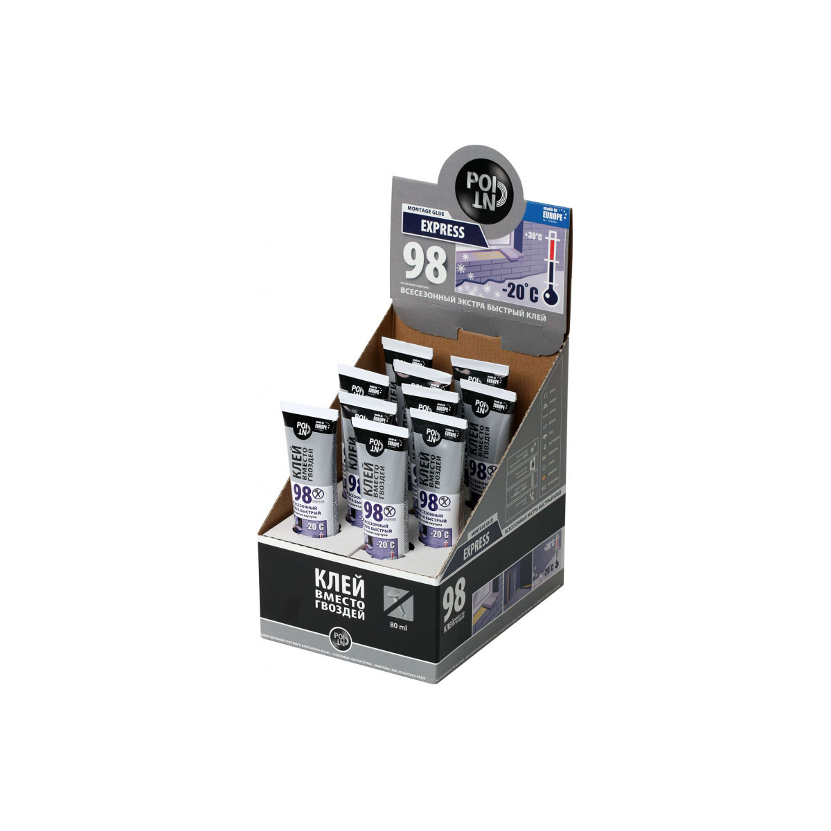 Клей в/гвоздей экстр/всесезон 80мл POINT 98