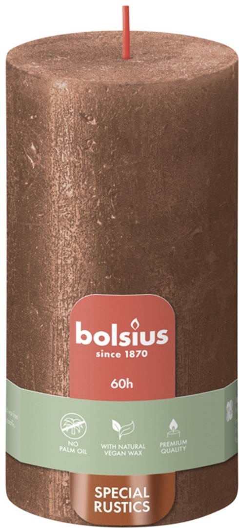 Свеча столбик Bolsius 130х68 мм медный маталлик