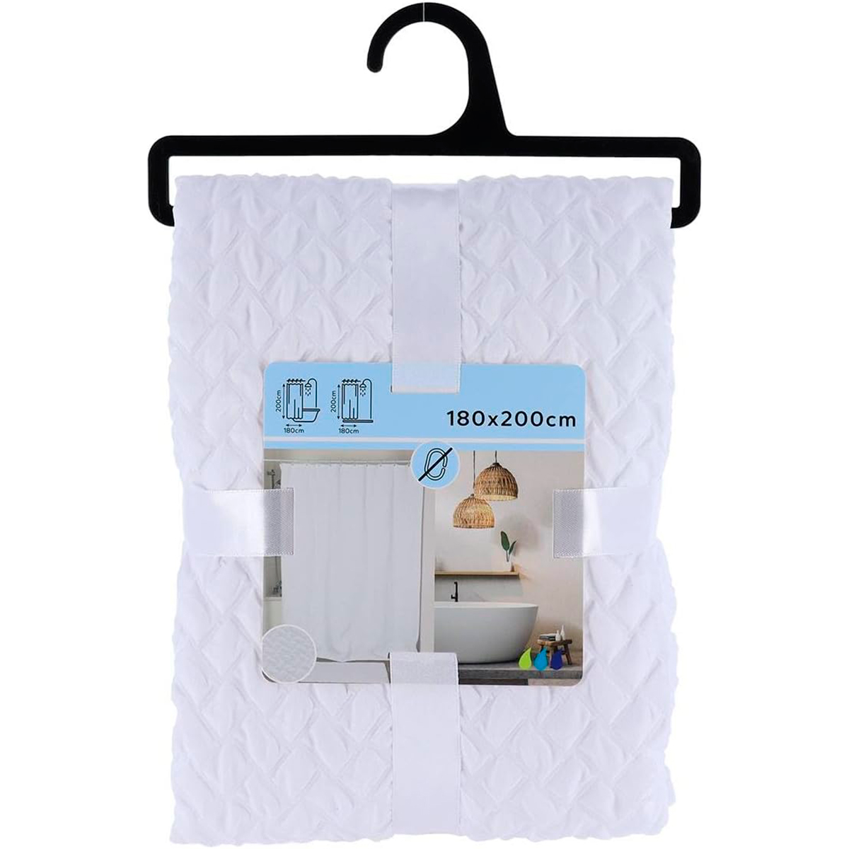 Штора для ванной комнаты Tendance WAFFLE EFFECT 180х200 см белый полиэстер 1219100