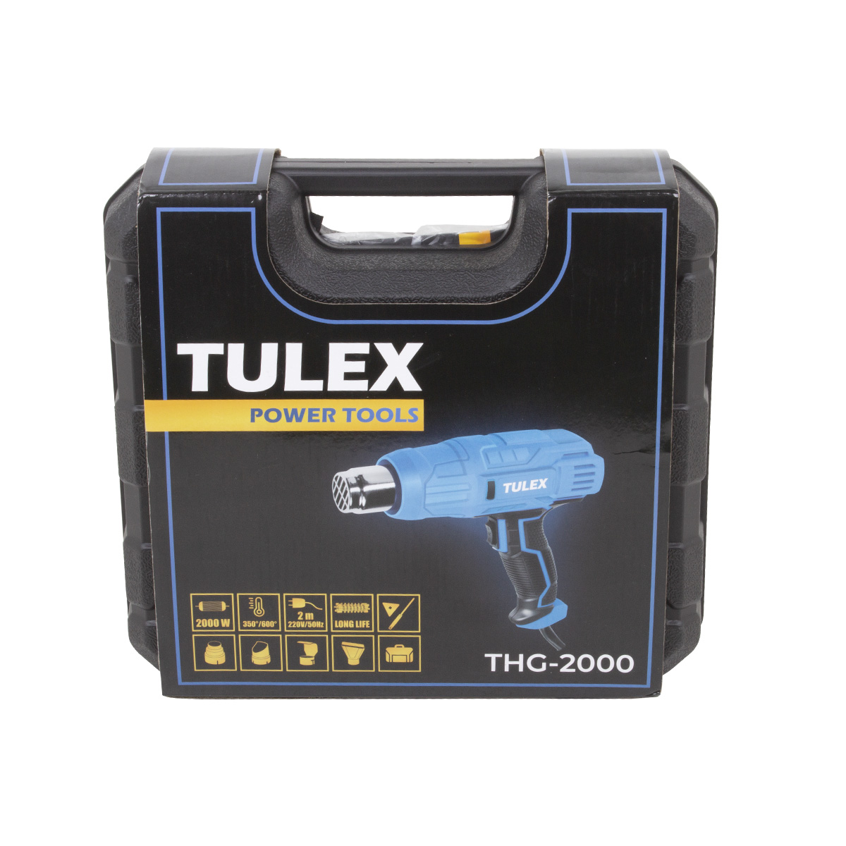 Фен строительный TULEX THG-2000, 350-600 гр.,2 режима, 2000Вт, кейс