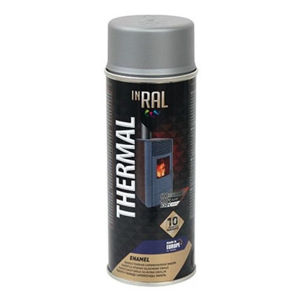 Краска Аэрозоль жаростойк алюмин 400мл RAL9006 INRAL