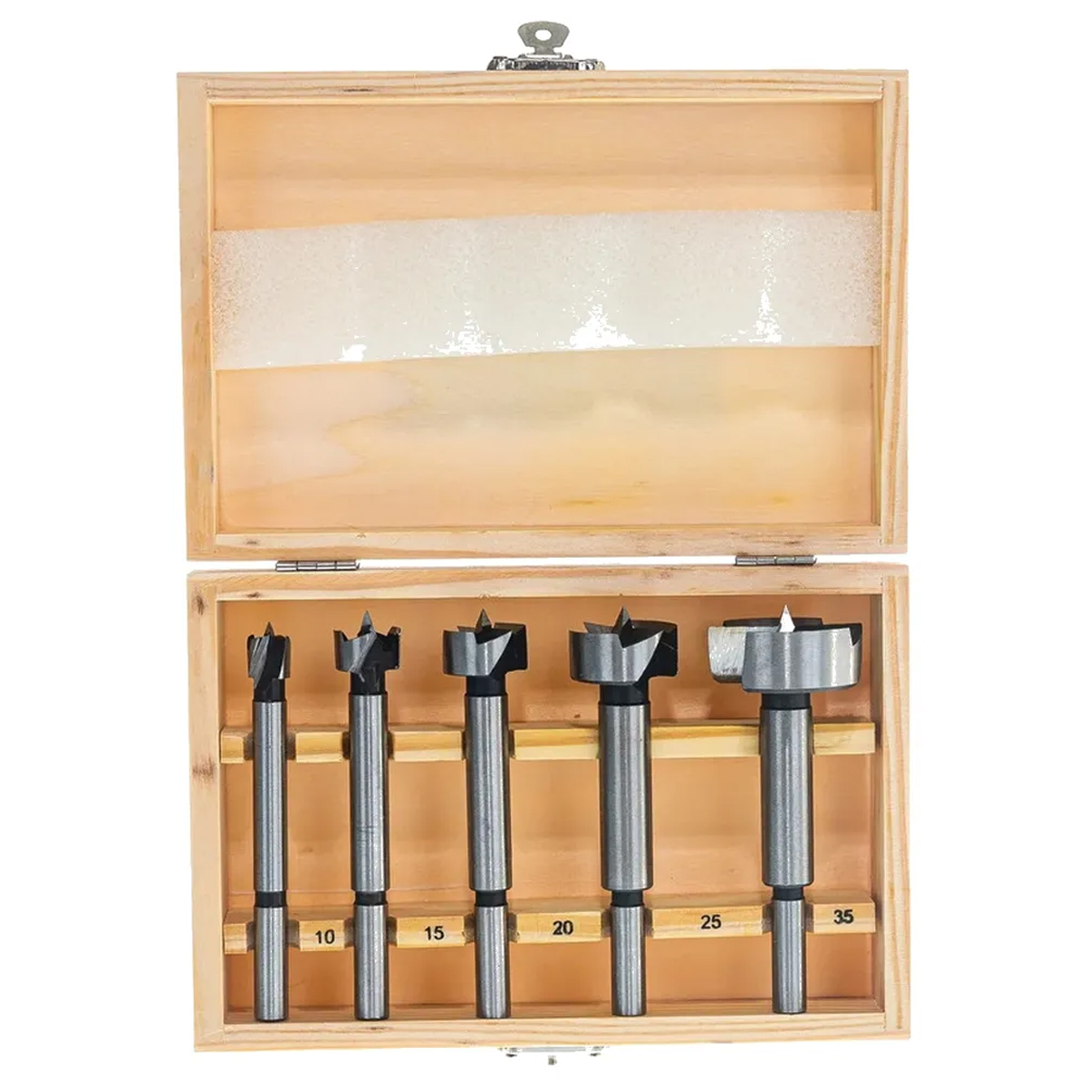 Набор сверл Форстнера по дереву, 10-15-20-25-35 мм, 5 шт, в дерев. боксе, цилин.хвостовик// Sparta