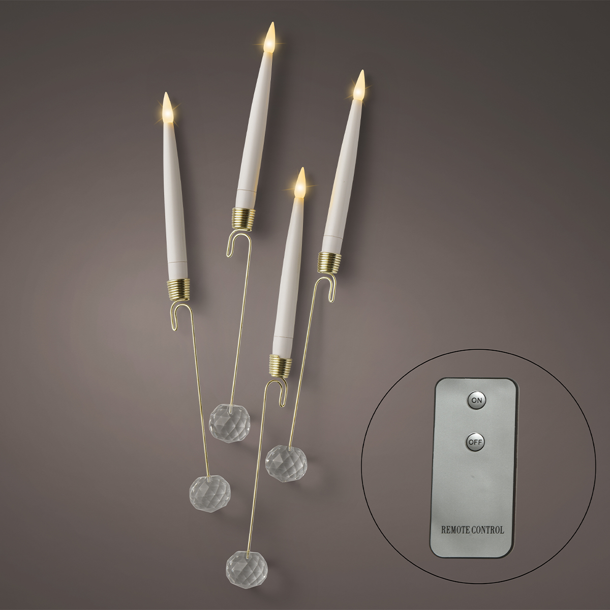 Свечи светодиодные для елки 1,5х15 см 10 шт с пультом ДУ (10хCR2025, ААА в кпл.не входят) 483384 Kmg