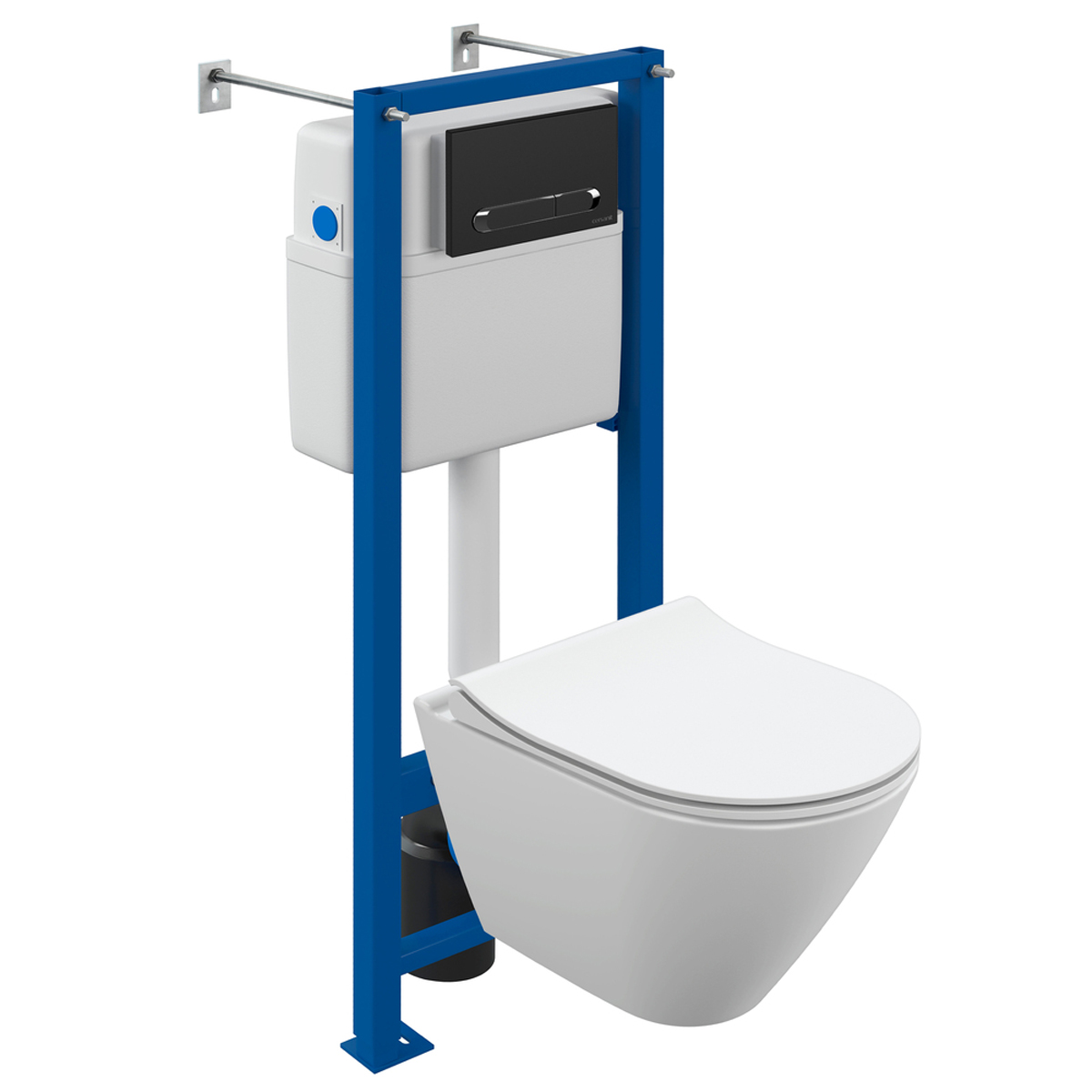 Комплект Cersanit CITY SMART CO DPL EO slim инсталляция VECTOR кнопка ESTETICA пластик черный матовы