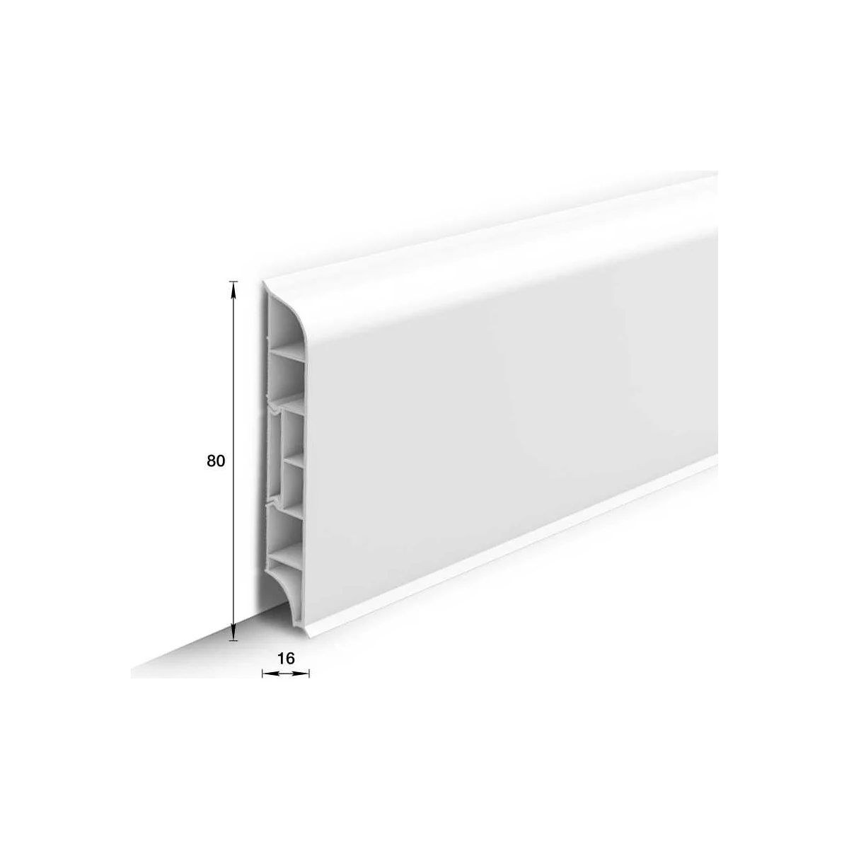 Плинтус напольный округлый 80мм 2,2м "Идеал Дюра", 001 Белый