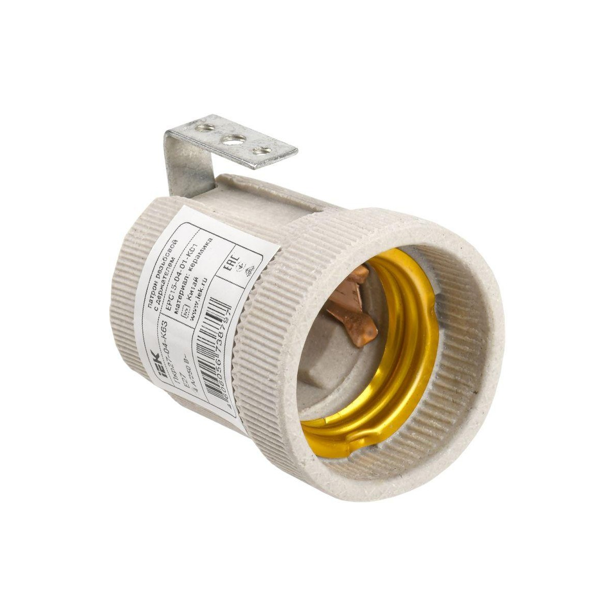 Патрон с держателем Е27 керамика IEK