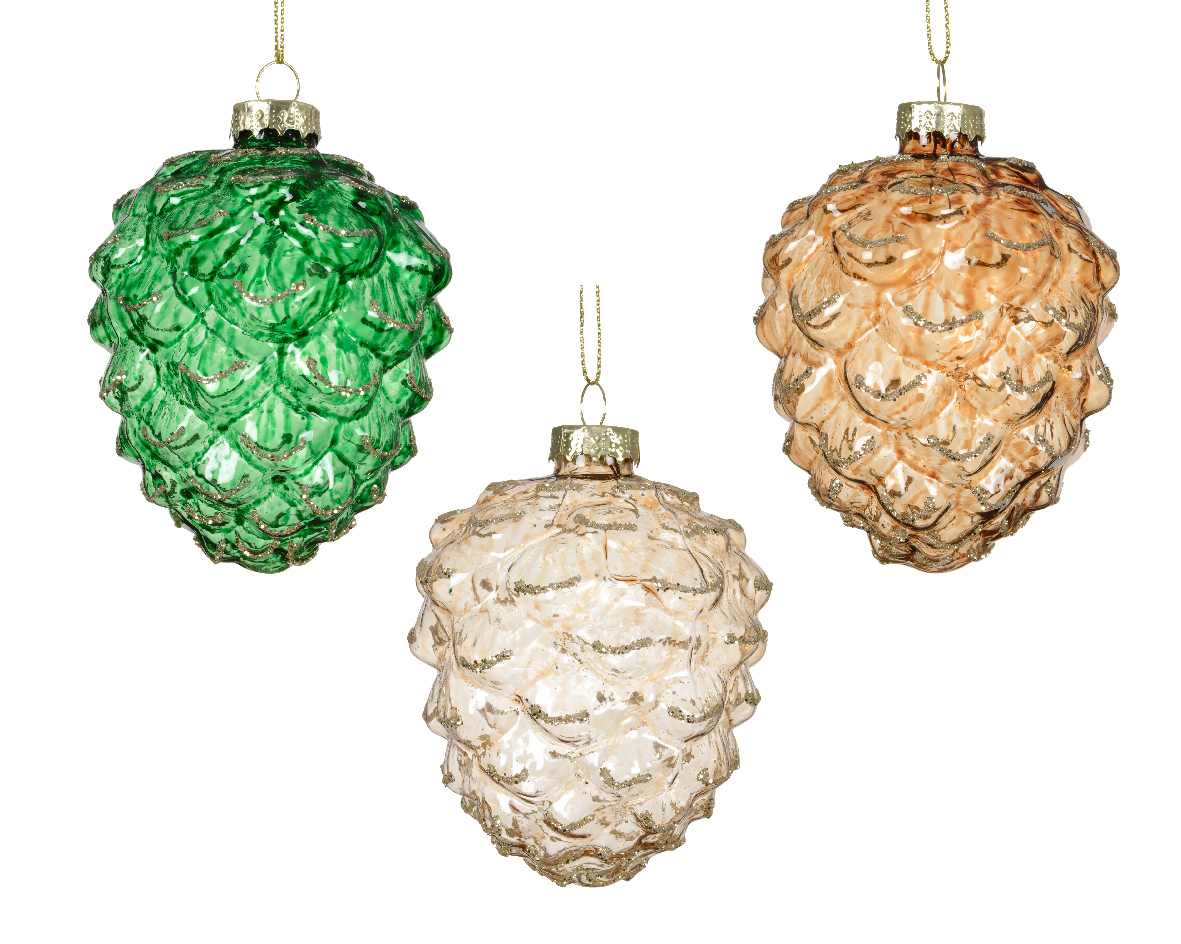 Украшение подвесное Шишка 3 цвета в ассортименте 71369 Kmg