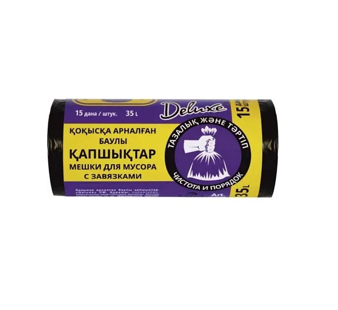 Пакеты для мусора Deluxe с завязками 15шт в рул. 35л Р440