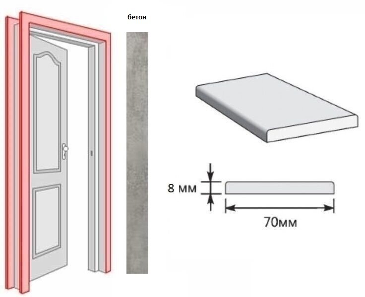 Наличник плоский (Бетон) 8*70*2150 мм