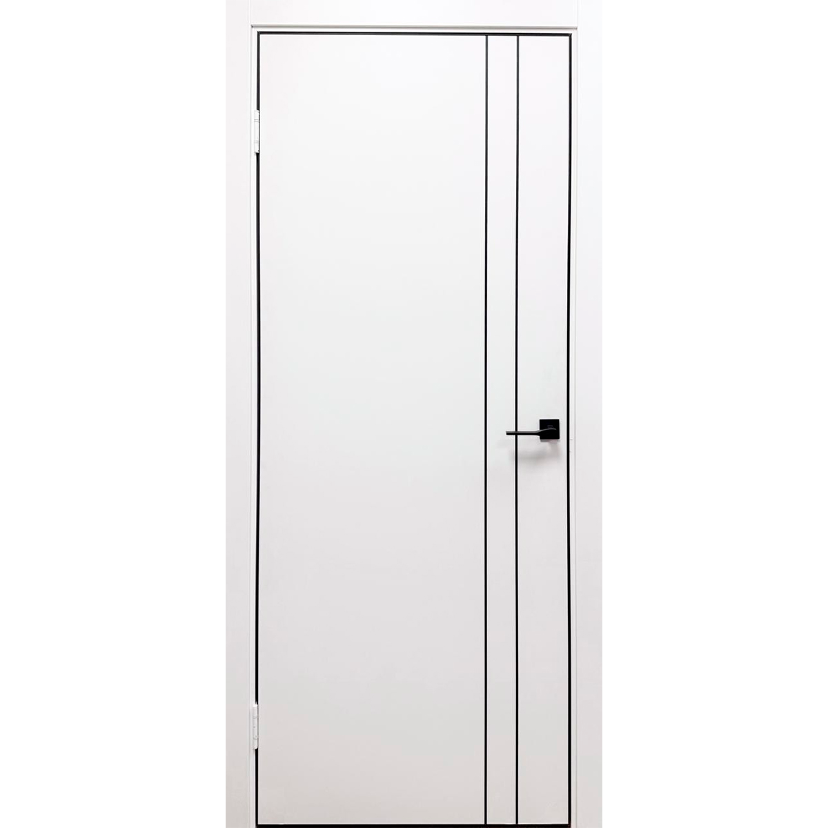 Дверное полотно Акцент 5 (белый матовый) 2,0*0,6, черн. ал.кромка с 4х + замок магнитный ДГ Дверное полотно Акцент 5 (белый матовый) 2,0*0,6, черн. ал.кромка с 4х + замок магнитный ДГ