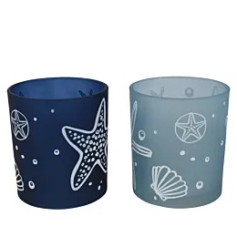 Подсвечник стеклянный Kaemingk Море 8х9 см 2 цвета в ассортименте 865396