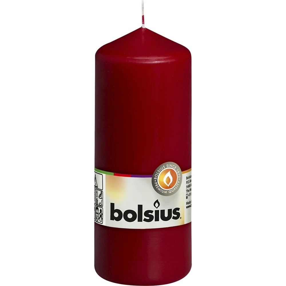 Свеча столбик Bolsius 15х5,8 см Dark red