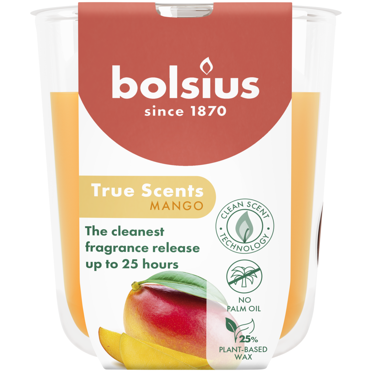 Аромасвеча в стакане Bolsius True Scents 8x7,3 см Mango
