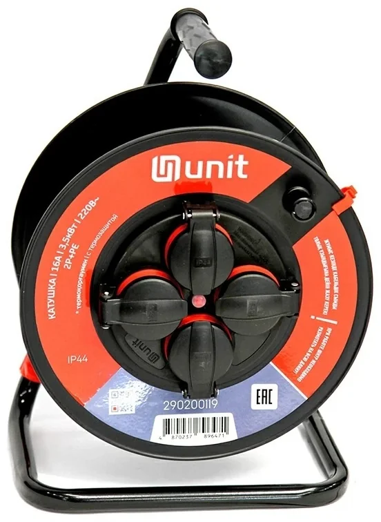 Катушка пустая (4места 2p+pe 16А/3,5кВт/220В с термозащитой IP44) UNIT (1) NEW