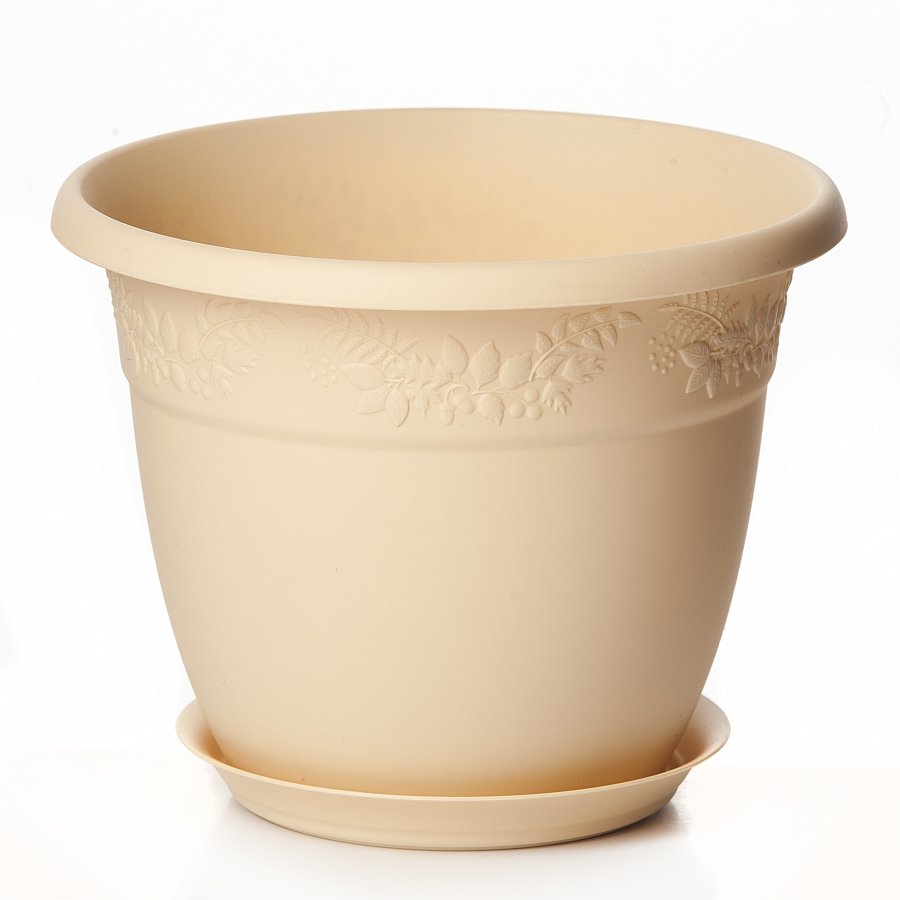 Кашпо IDEA РЯБИНА D190мм 2,3л с поддоном латте