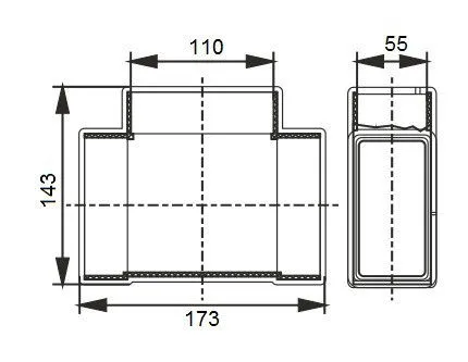 Тройник Т- образный для прямоугольных воздуховодов 55*110