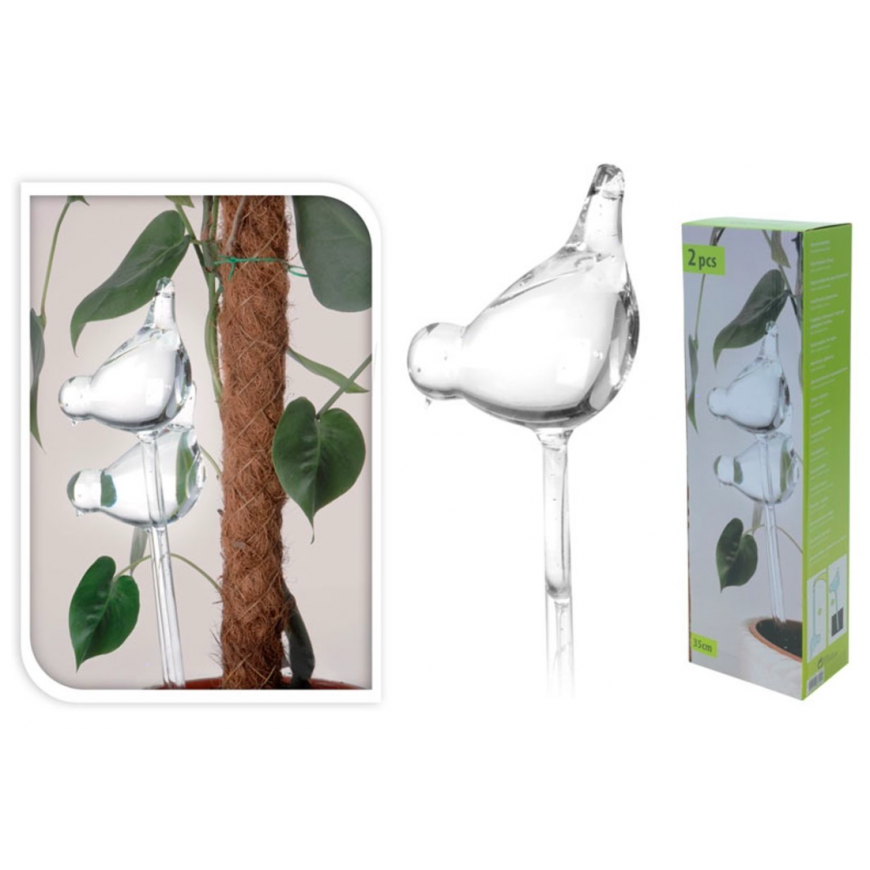 Автополив для домашних растений 2 шт. 6*10*40 см., стекло, дизайн птица, К