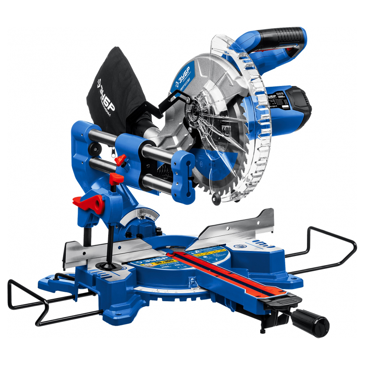 Пила торцовочная ЗУБР Профессионал ППТ-255-П с протяжкой, d 255 х 30 мм, 2000 Вт