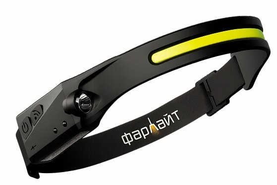 Фонарь налобный светодиодный COB на гибкой резиновой основе с боковым фонариком 6500 К 2 уровня ярко