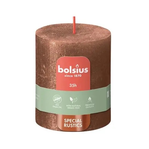 Свеча столбик Bolsius 80х68 мм медный маталлик