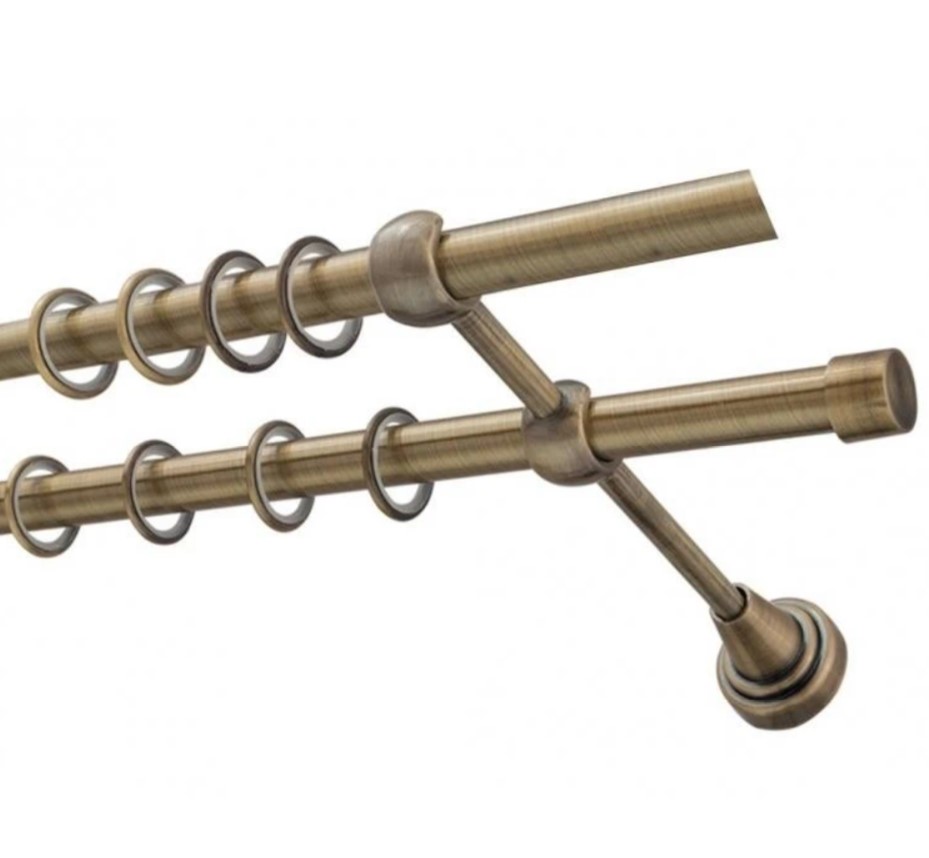 Карниз DDA 16мм двойной 2.0м Золото антик открытый кронштейн (101)