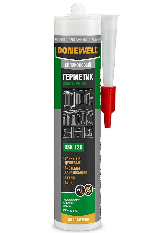 Герметик силиконовый санитарный DONEWELL прозрачный  DSK 120