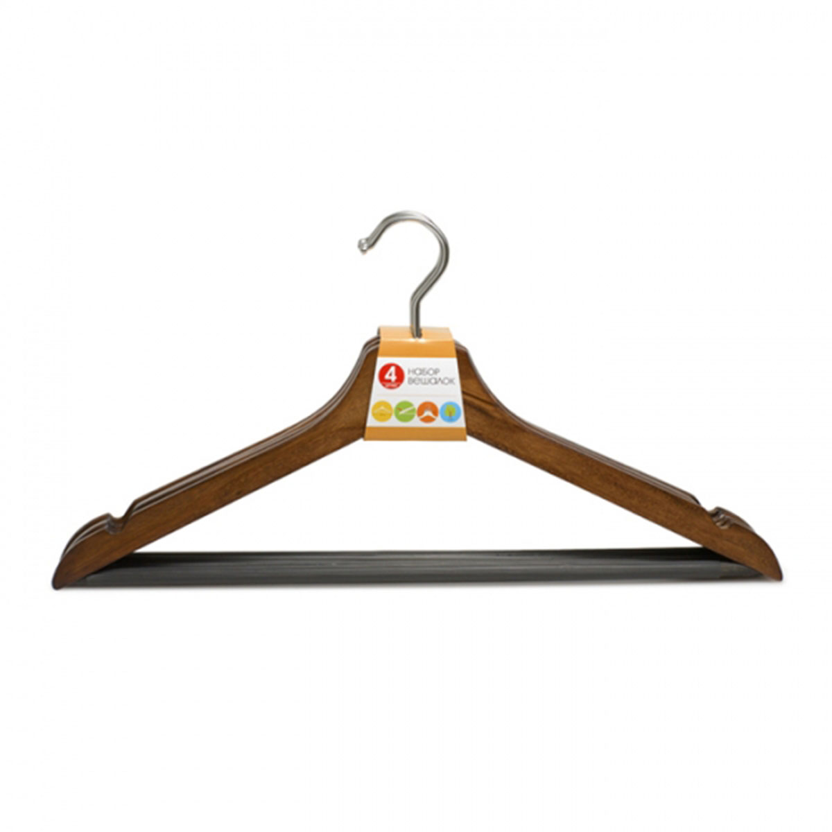 Набор вешалок универсальных DOMCRAFT WALNUT деревянных 4 шт DHO104