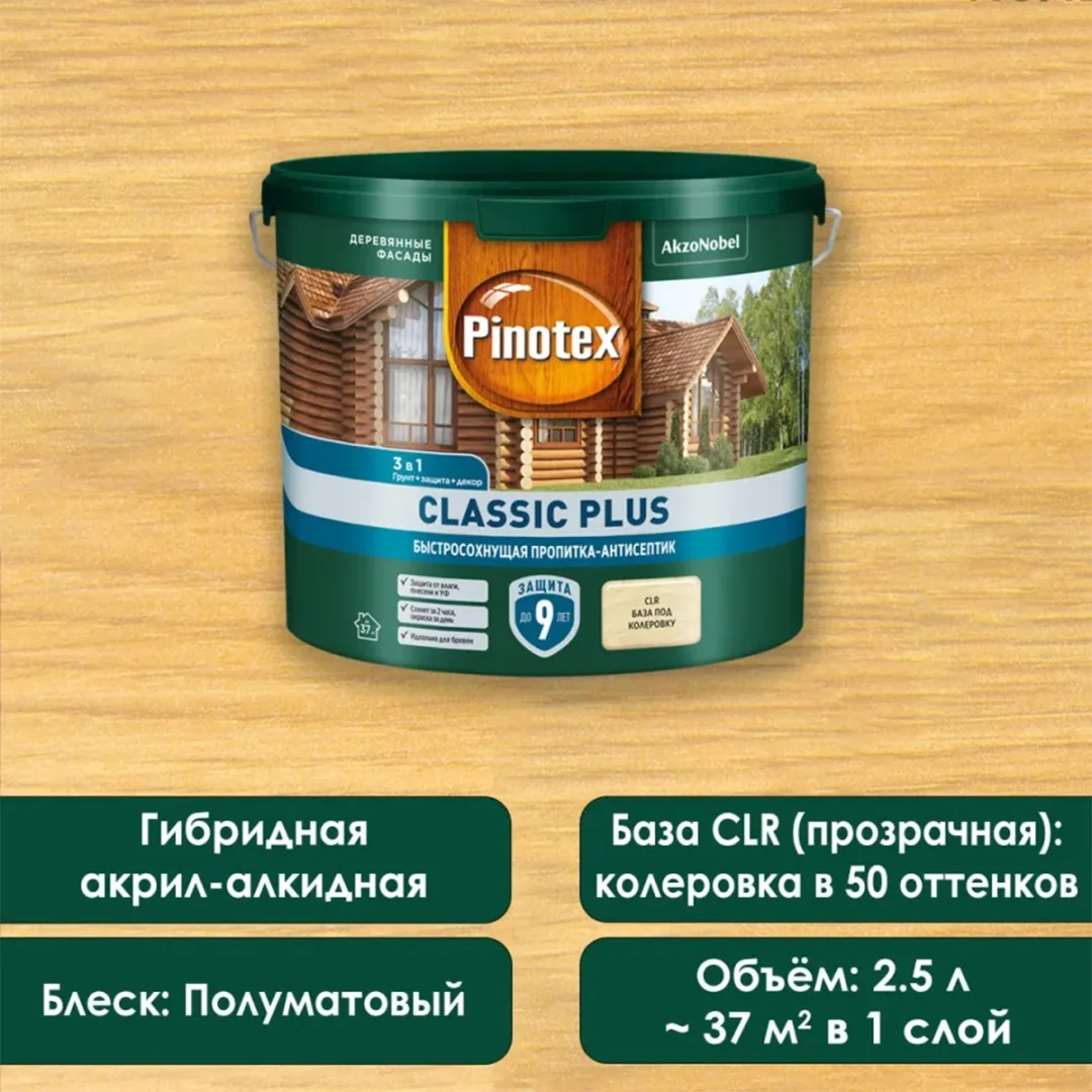 Пропитка-антисептик Omnitex Classic Plus 3 в 1 база CLR 2,5л