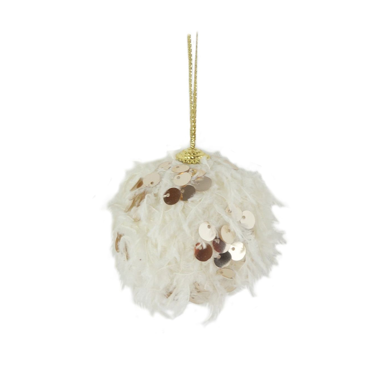 Украшение елочное подвесное ВРЕМЯ ЧУДЕС Перья с пайетками золото 7х7х7,5 см 92377