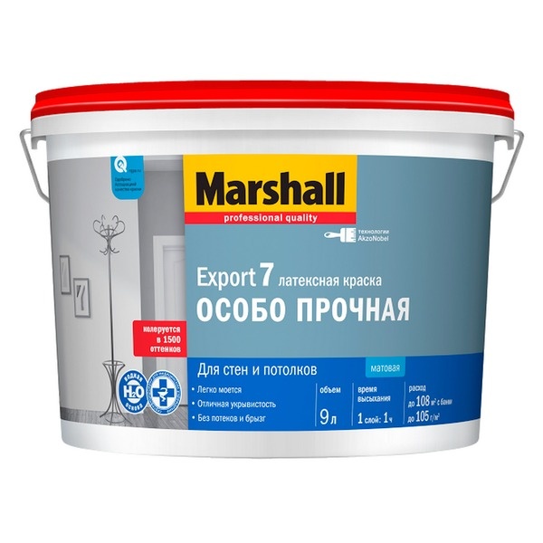 Краска Marshall EXPORT-7 мат латексная краска BW 9л Краска Marshall EXPORT-7 мат латексная краска BW 9л