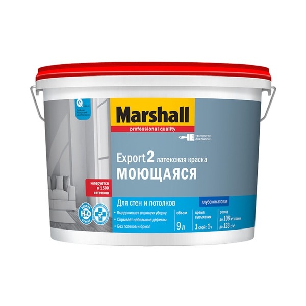 Краска Marshall EXPORT-2 гл.мат латексная краска BC 9л Краска Marshall EXPORT-2 гл.мат латексная краска BC 9л