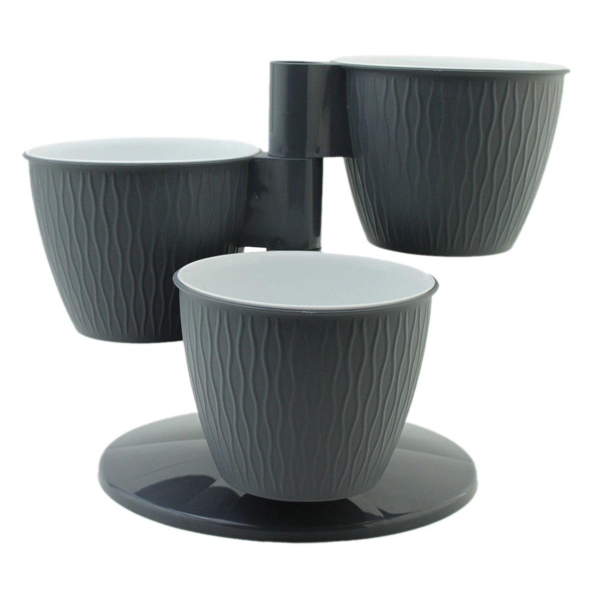 Каскад серый муссон/антрацит Пирамида  из 3х горш.