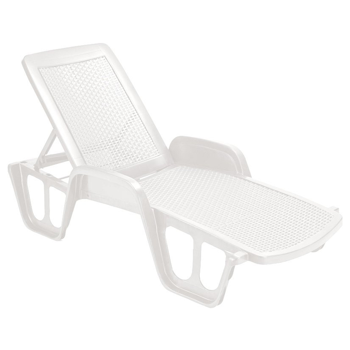 Шезлонг пластиковый 191,5х73х46 см Ротанг белый 042980790 К