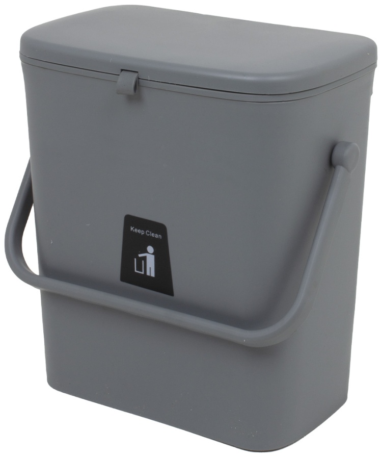 Контейнер для мусора с вкладышем и подвеской 9л 29,5х26х16см серый,C21-9801-1 CN