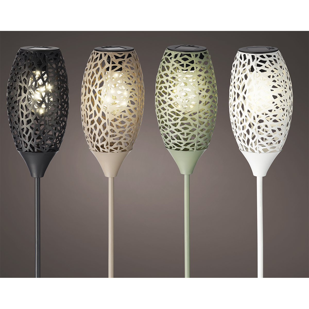 Фонарь садовый на солн.батарее, теплый белый свет, корпус нерж.сталь d-11 h-94 см. 4 цвета в ассорт.