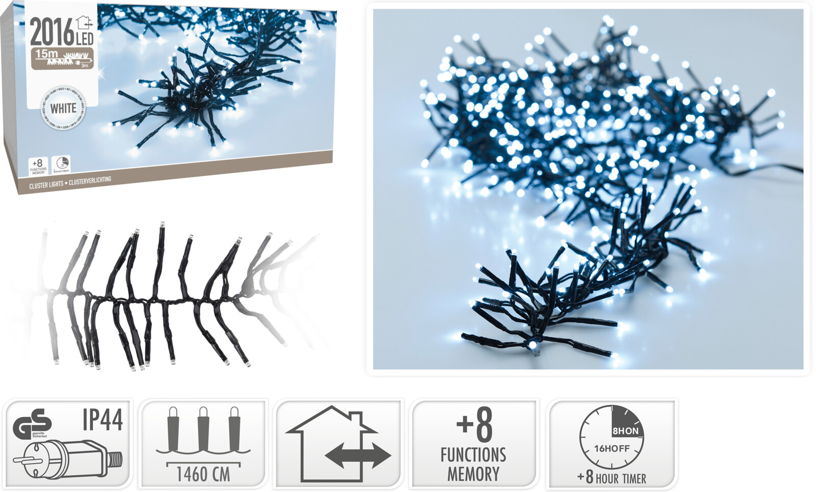 Электрогирлянда 2016 LED холодный белый Мишура OUTDOOR/INDOOR AX8550060 К