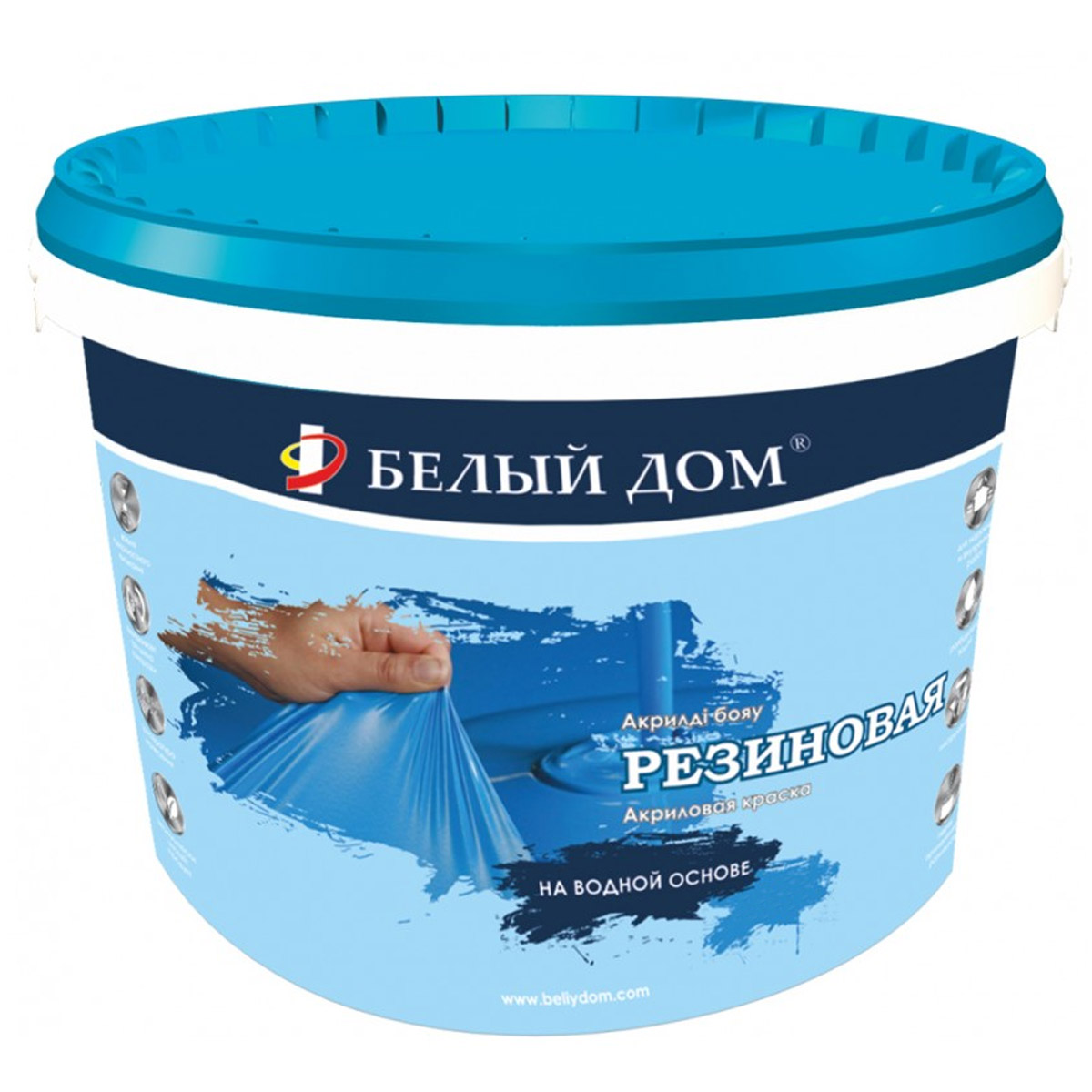 Краска акриловая резиновая Белый Дом 3 кг голубая