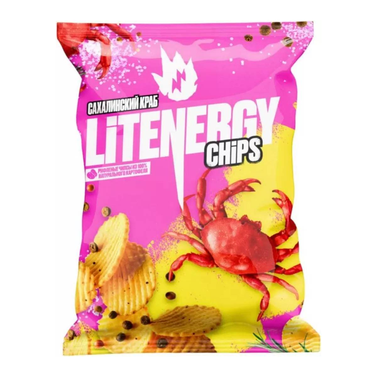 Чипсы картофельные LIT ENERGY CHIPS сахалинский краб 120г