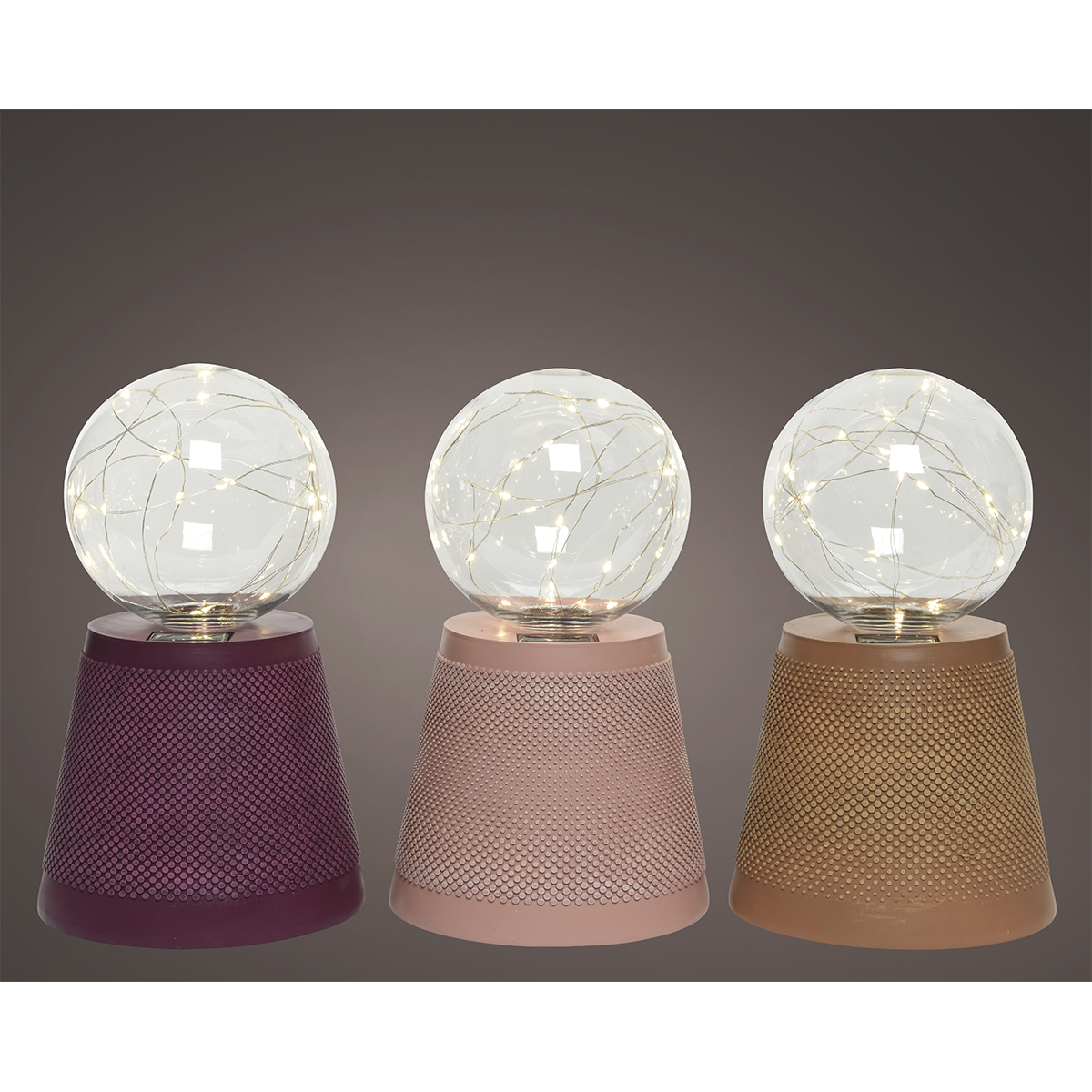 Фонарь садовый настольный на солн.батарее, теплый белый свет, d-16 h-27 см. 3 цвета в ассорт., 89780