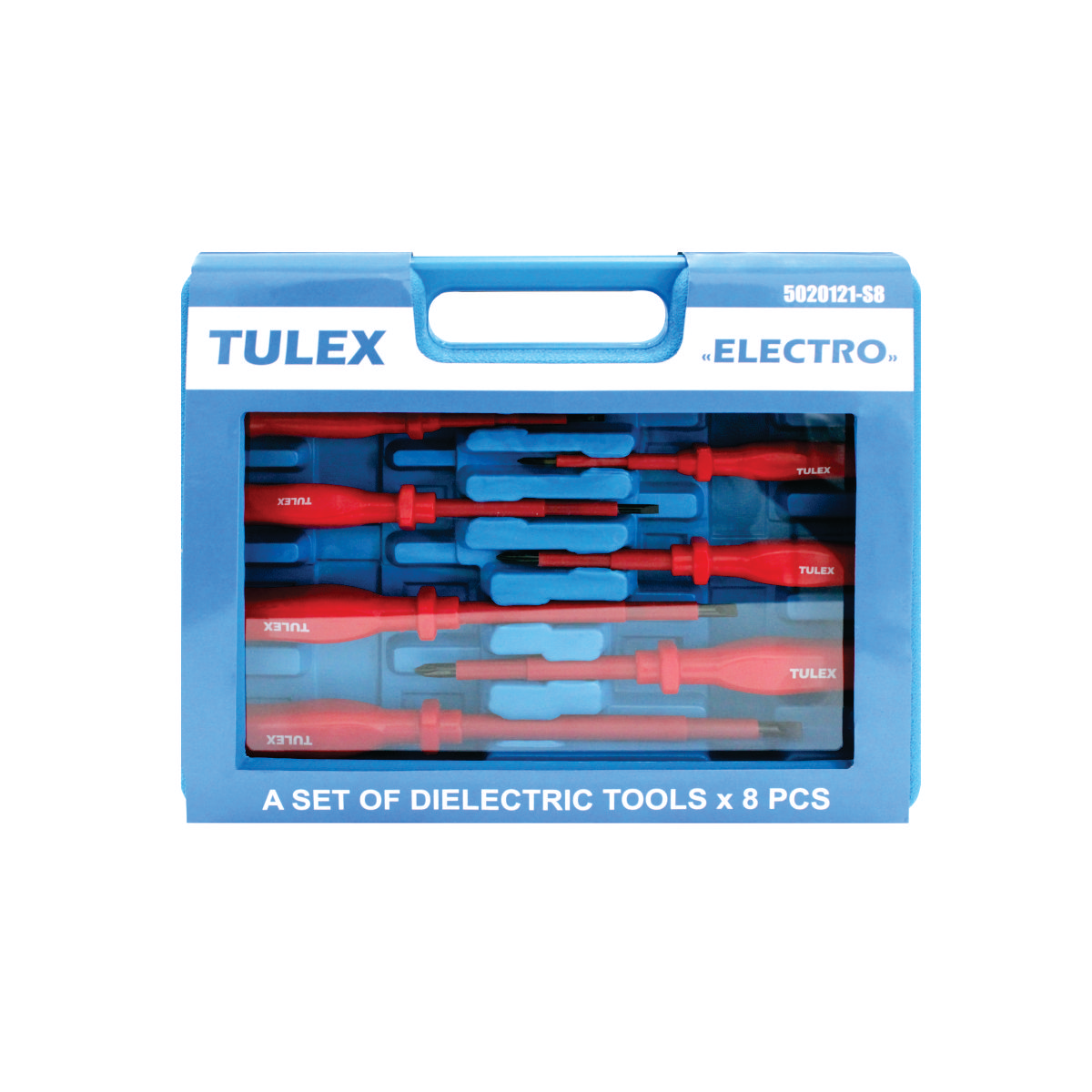 Набор TULEX "ELECTRO" 5020121-S8: Отвертки диэлектрические до 1000В, тестер 100-250В, Cr-V, 8шт