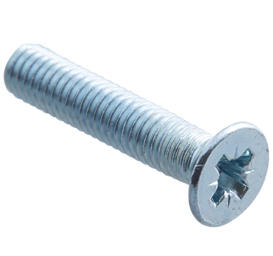 Винты пот. DIN 965 М4x25 с гайк.и шайб. (белый цинк 10 шт)