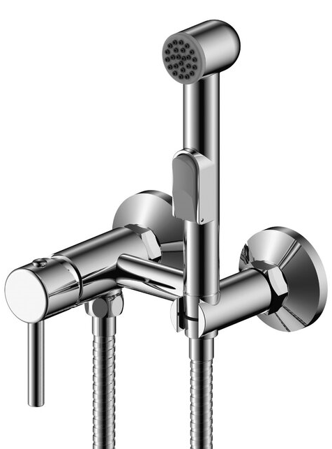 Смеситель с гигиенической лейкой Rossinka X25-52 настенный "Р"