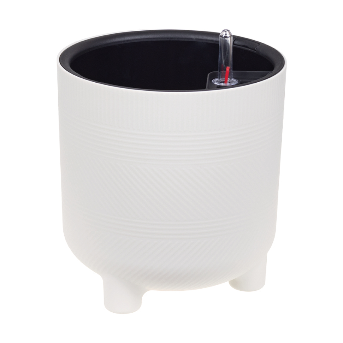 Кашпо ШЭНК D220мм 6,5л с вставкой и с автополивом белый ротанг М 3242