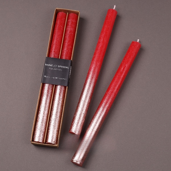 Набор столовых свечей 25 см красный ACB100800 К