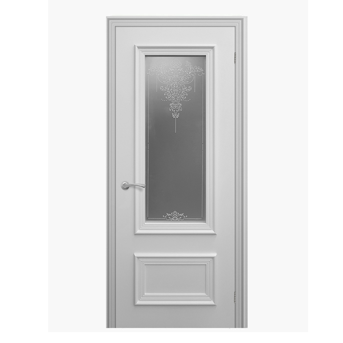 Дверное полотно Премьер-1 (ДО,200*80,эмаль,цвет белый,стекло белое,наливное)